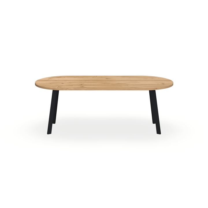 Eettafel Eiken Maurra - Ovaal Plat - I Poot Onderstel Mat Zwart - {{ product.type }} - Kas20