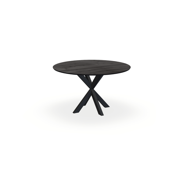 Eettafel Eiken Black Smoke In - Rond - Kruispoot Dun Onderstel Mat Zwart - {{ product.type }} - Kas20