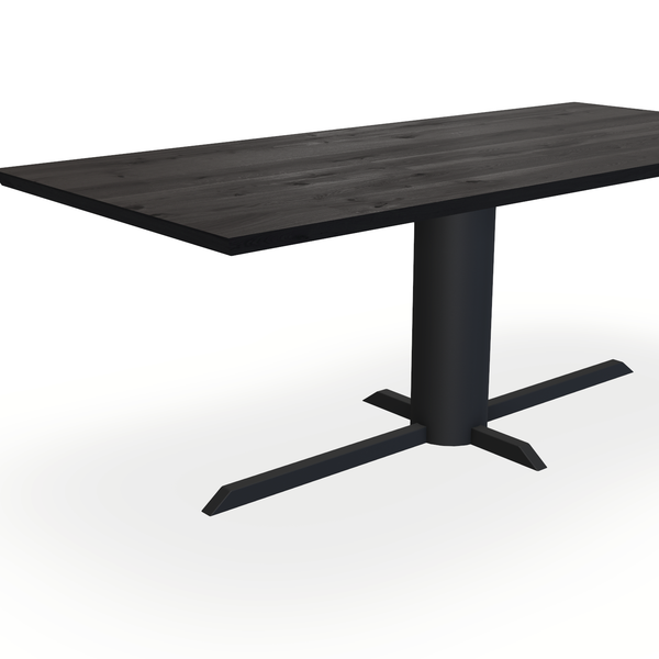 Eettafel Eiken Black Smoke In - Recht - Ilona Onderstel Mat Zwart - {{ product.type }} - Kas20