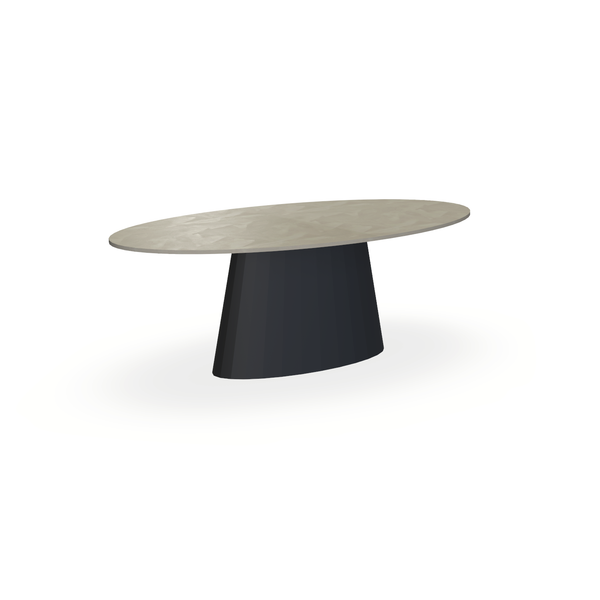 Eettafel Beton Leather Taupe - Ovaal - Sjors Onderstel Mat Zwart - {{ product.type }} - Kas20