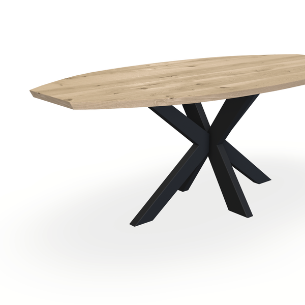 Eettafel Eiken Naturel - Ovaal Half - Matrix Dun Onderstel Mat Zwart - {{ product.type }} - Kas20