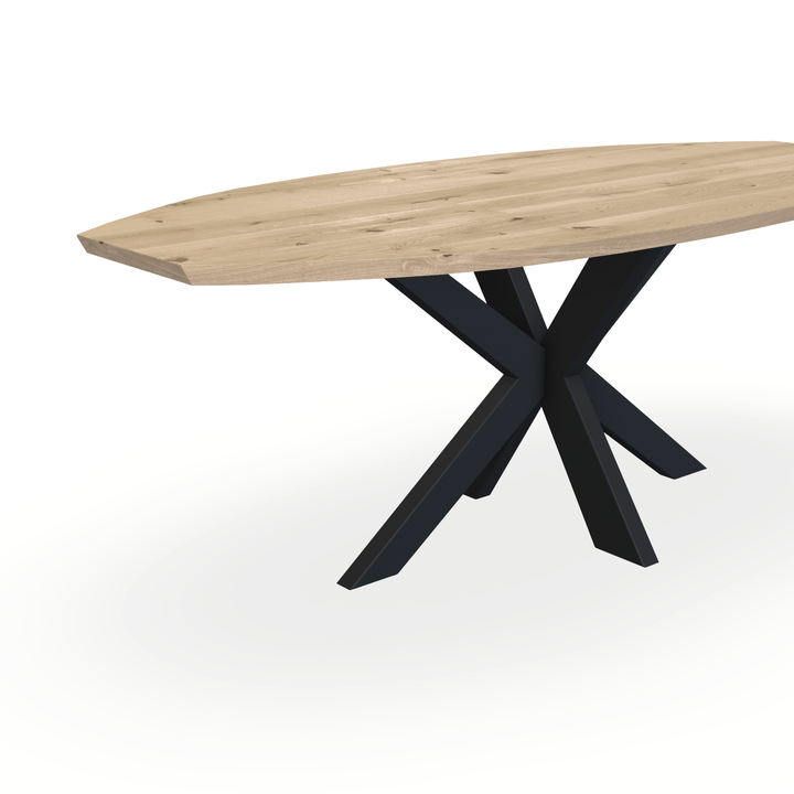Eettafel Eiken Naturel - Ovaal Half - Matrix Dun Onderstel Mat Zwart - {{ product.type }} - Kas20