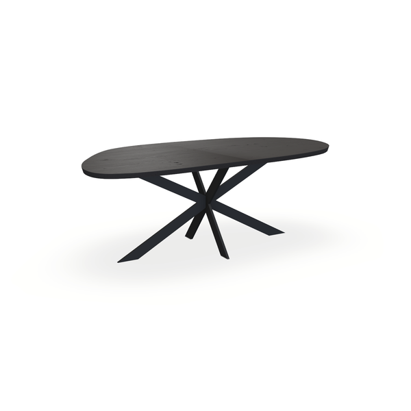 Eettafel Eiken Fineer Noesten Black Smoke In - Organisch A - Matrix Ultra Onderstel Mat Zwart - {{ product.type }} - Kas20