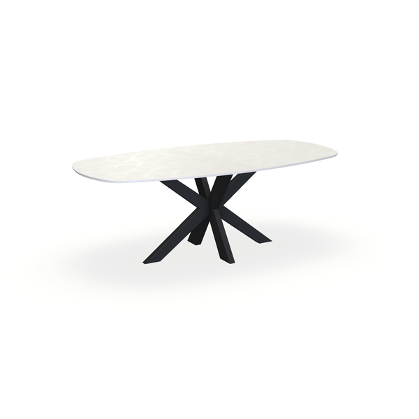 Eettafel Beton Beige - Ovaal Deens - Matrix Dun Onderstel Mat Zwart - {{ product.type }} - Kas20
