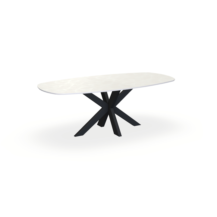 Eettafel Beton Beige - Ovaal Deens - Matrix Dun Onderstel Mat Zwart - {{ product.type }} - Kas20