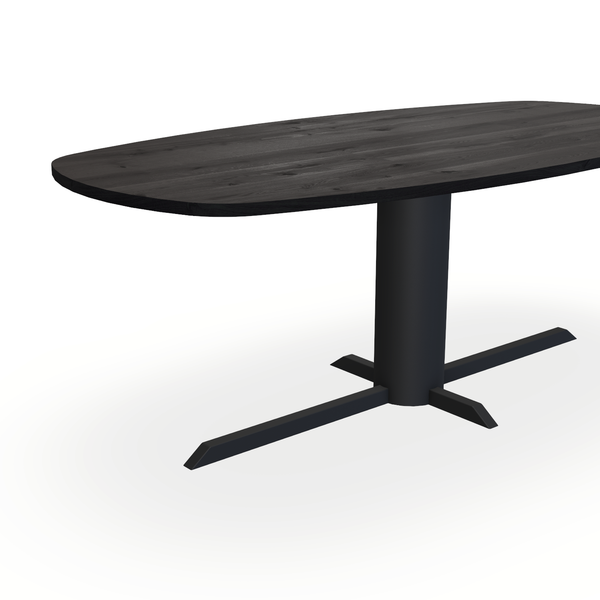 Eettafel Eiken Black Smoke In - Ovaal Deens - Ilona Onderstel Mat Zwart - {{ product.type }} - Kas20