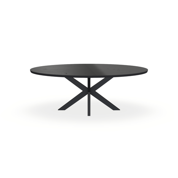 Eettafel Eiken Fineer Noesten Zwart - Ovaal - Matrix Dun Onderstel Mat Zwart - {{ product.type }} - Kas20