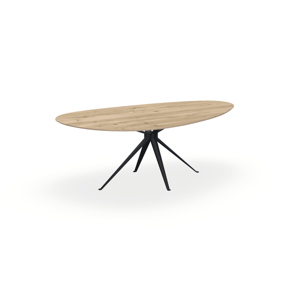 Eettafel Eiken Naturel - Kiezel A - Anna Onderstel Mat Zwart - {{ product.type }} - Kas20
