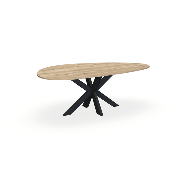 Eettafel Eiken Naturel - Kiezel B - Matrix Dun Onderstel Mat Zwart - {{ product.type }} - Kas20