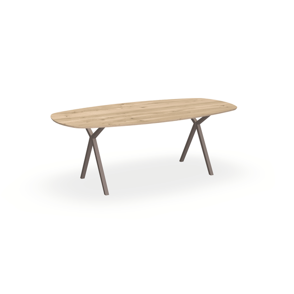 Eettafel Eiken Liqurien - Ovaal Deens - Scissor Onderstel Mat Lichtbruin - {{ product.type }} - Kas20