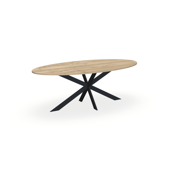 Eettafel Eiken Naturel - Ovaal - Matrix Ultra Onderstel Mat Zwart - {{ product.type }} - Kas20