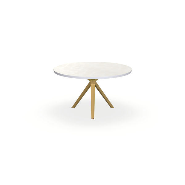 Eettafel Beton Creamy White - Rond - Stella Onderstel Mat Goud - {{ product.type }} - Kas20
