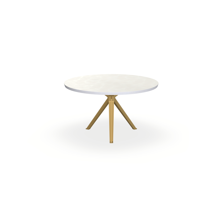 Eettafel Beton Creamy White - Rond - Stella Onderstel Mat Goud - {{ product.type }} - Kas20