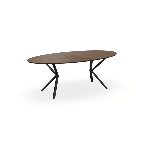 Eettafel Eiken Fineer Noesten Toscane 2 - Ovaal - Vv Poot Onderstel Mat Zwart - {{ product.type }} - Kas20