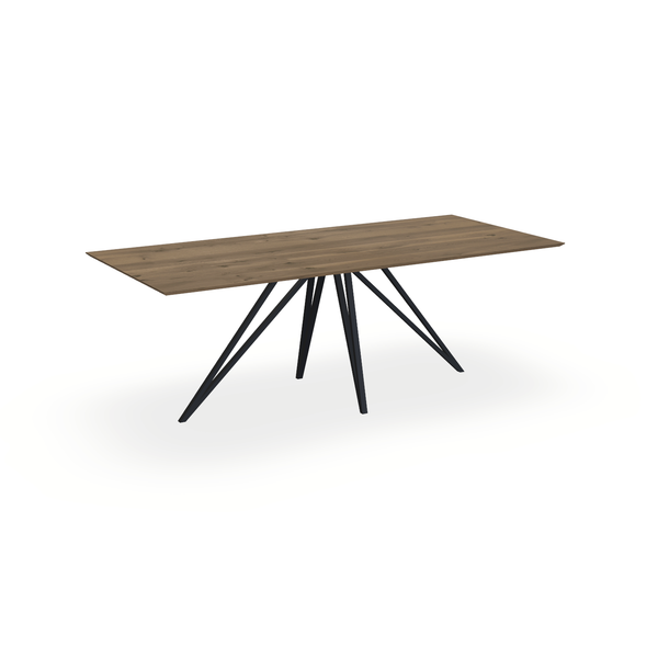 Eettafel Eiken Chocolate - Recht - Spin Onderstel Mat Zwart - {{ product.type }} - Kas20