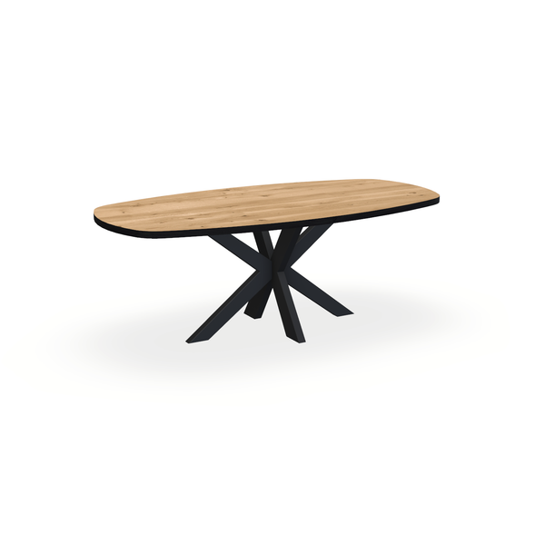 Eettafel Eiken Maurra - Ovaal Deens - Matrix Dun Onderstel Mat Zwart - {{ product.type }} - Kas20