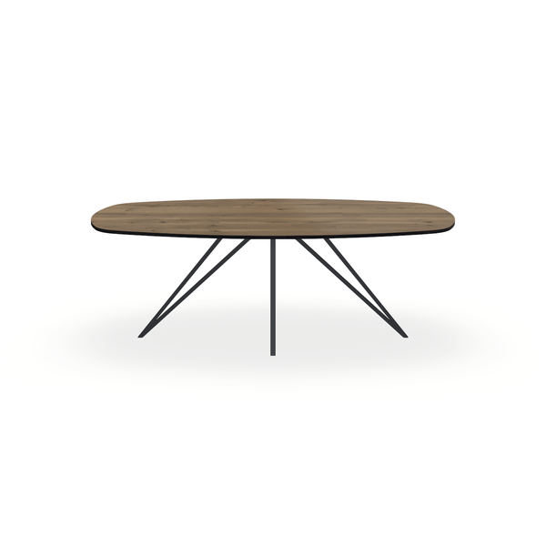 Eettafel Eiken Chocolate - Ovaal Deens - Spin Onderstel Mat Zwart - {{ product.type }} - Kas20