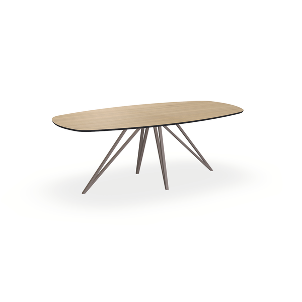 Eettafel Eiken Fineer Naturel - Ovaal Deens - Spin Onderstel Mat Lichtbruin - {{ product.type }} - Kas20