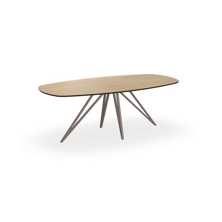 Eettafel Eiken Fineer Naturel - Ovaal Deens - Spin Onderstel Mat Lichtbruin - {{ product.type }} - Kas20