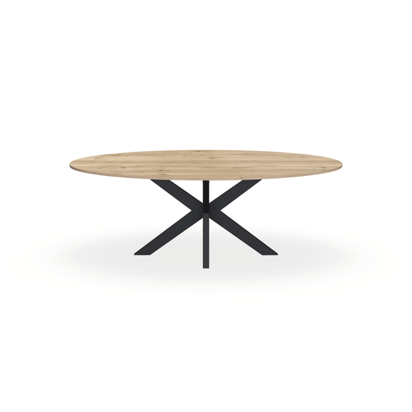 Eettafel Eiken Naturel - Ovaal - Matrix Dun Onderstel Mat Zwart - {{ product.type }} - Kas20