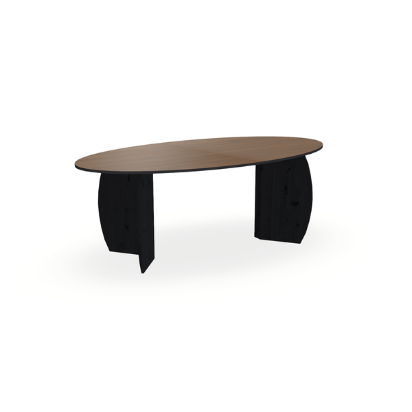 Eettafel Eiken Fineer Toscane 2 - Ovaal - Maan Buiten Eiken Zwart - {{ product.type }} - Kas20