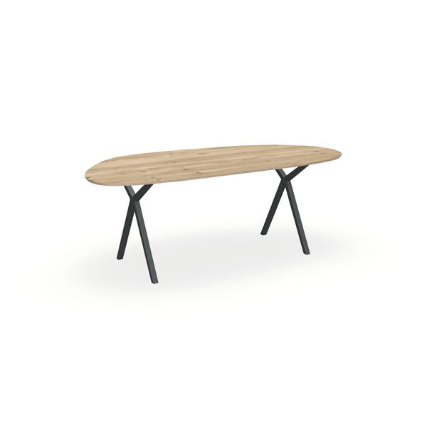 Eettafel Eiken Naturel - Organisch A - Scissor Onderstel Mat Antraciet - {{ product.type }} - Kas20