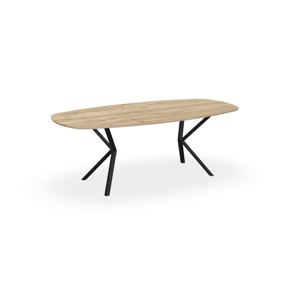Eettafel Eiken Naturel - Ovaal Deens - Vv Poot Onderstel Mat Zwart - {{ product.type }} - Kas20