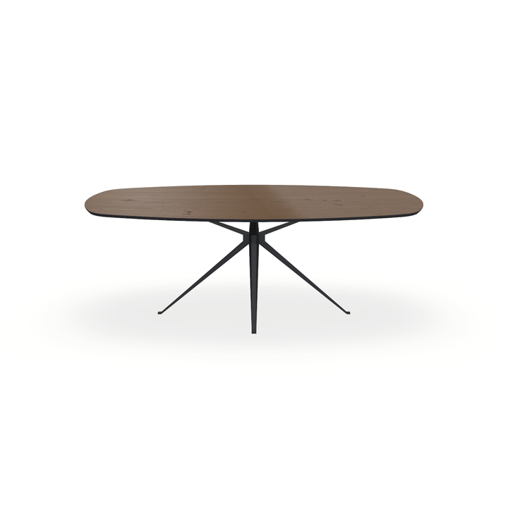 Eettafel Eiken Fineer Noesten Toscane 2 - Ovaal Deens - Anna Onderstel Mat Zwart - {{ product.type }} - Kas20