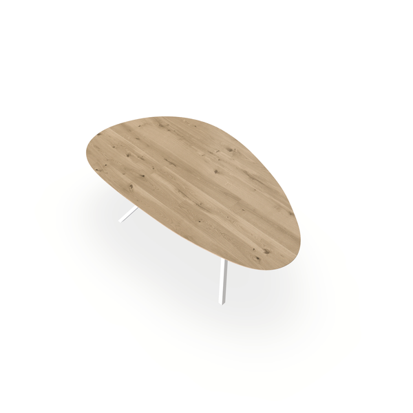 Eettafel Eiken Liqurien - Kiezel B - Vv Poot Onderstel Mat Wit - {{ product.type }} - Kas20