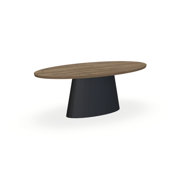 Eettafel Eiken Chocolate - Ovaal - Sjors Onderstel Mat Zwart - {{ product.type }} - Kas20