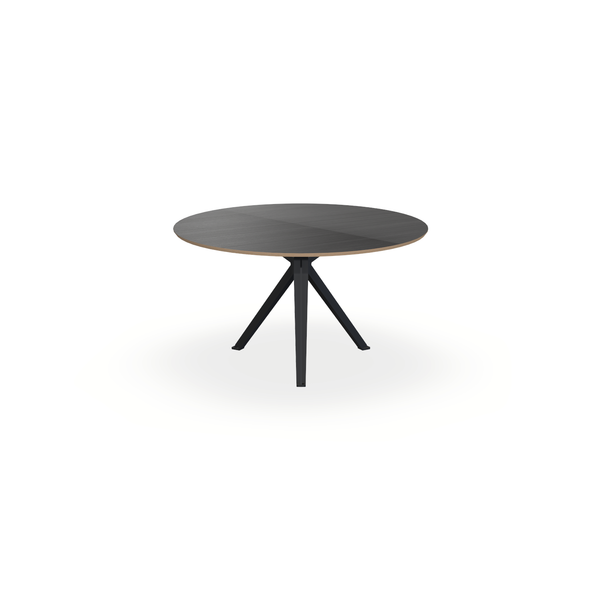 Eettafel Eiken Fineer Zwart - Rond - Stella Onderstel Mat Zwart - {{ product.type }} - Kas20