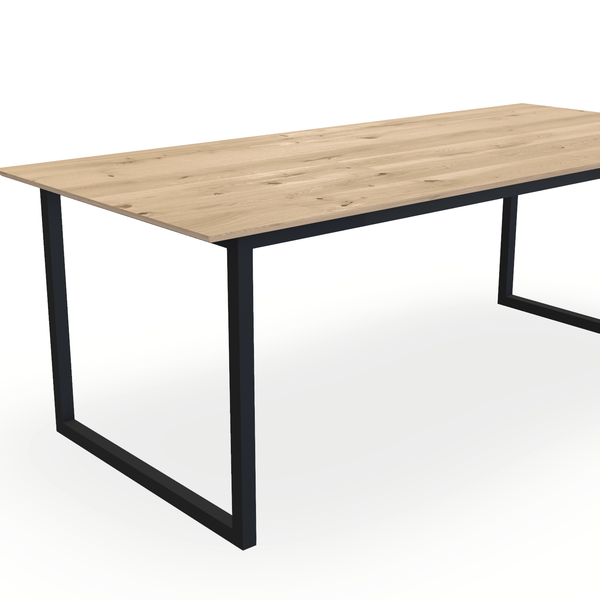 Eettafel Eiken Liqurien - Recht - Kubus Onderstel Mat Zwart - {{ product.type }} - Kas20