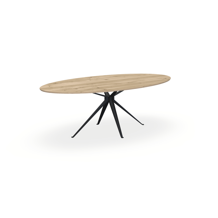 Eettafel Eiken Naturel - Ovaal - Anna Onderstel Mat Zwart - {{ product.type }} - Kas20