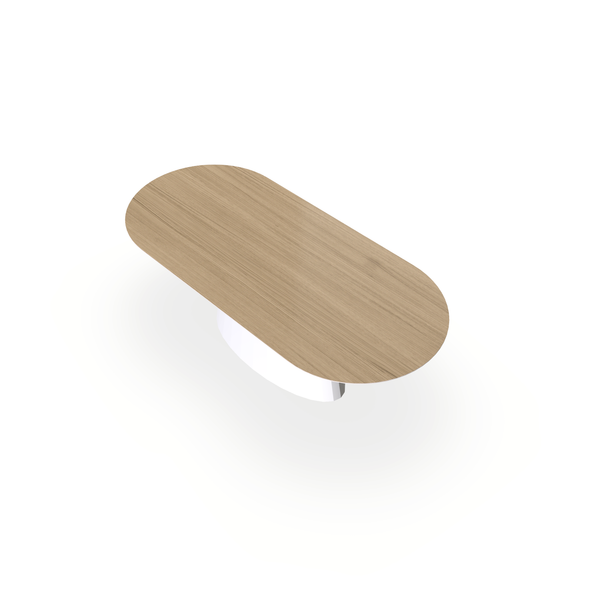 Eettafel Eiken Fineer Liqurien - Ovaal Plat - Sjors Onderstel Mat Wit - {{ product.type }} - Kas20