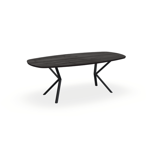 Eettafel Eiken Black Smoke In - Ovaal Deens - Vv Poot Onderstel Mat Zwart - {{ product.type }} - Kas20