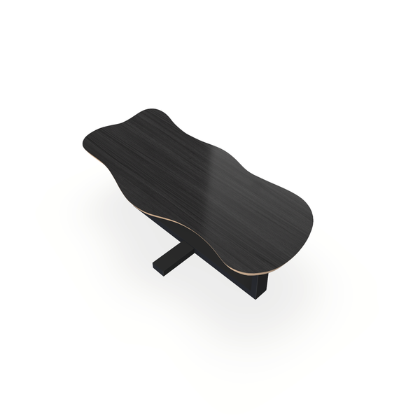 Eettafel Eiken Fineer Zwart - Wolk - Halve Plus Onderstel Mat Zwart - {{ product.type }} - Kas20