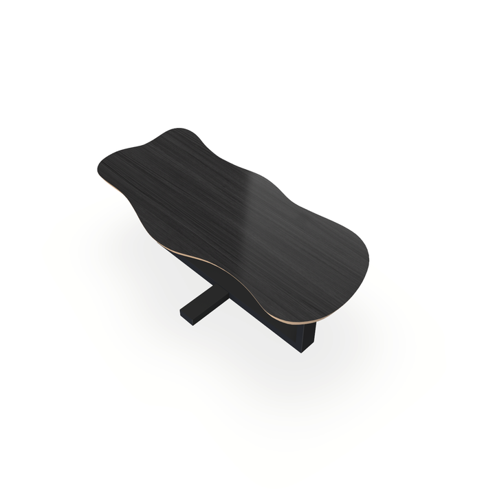 Eettafel Eiken Fineer Zwart - Wolk - Halve Plus Onderstel Mat Zwart - {{ product.type }} - Kas20