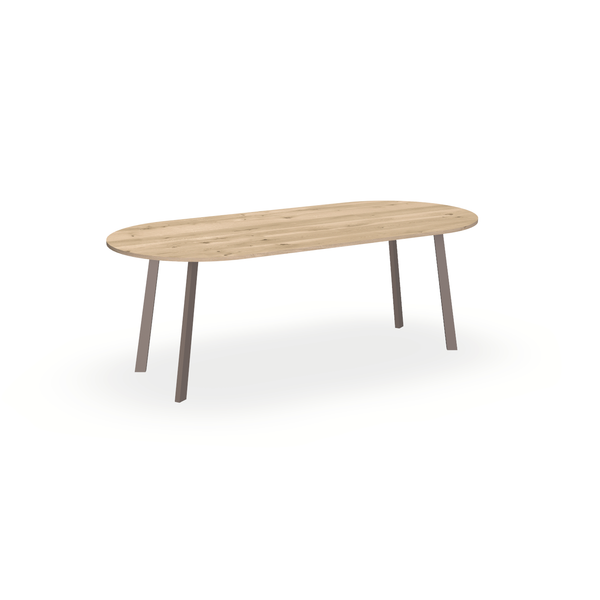 Eettafel Eiken Liqurien - Ovaal Plat - I Poot Onderstel Mat Lichtbruin - {{ product.type }} - Kas20
