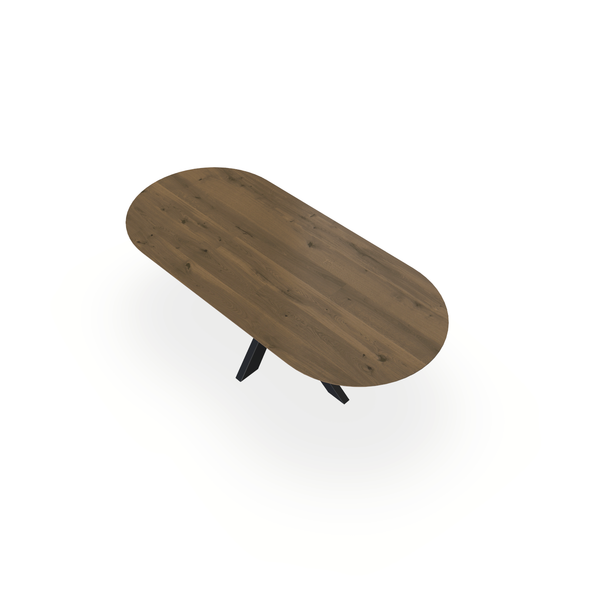 Eettafel Eiken Chocolate - Ovaal Plat - Matrix Dun Onderstel Mat Zwart - {{ product.type }} - Kas20