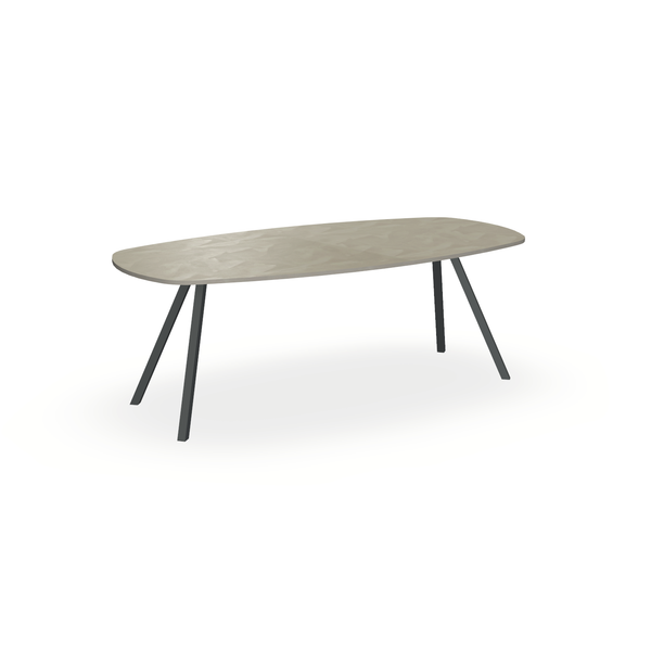 Eettafel Beton Leather Taupe - Ovaal Deens - I Schuin Onderstel Mat Antraciet - {{ product.type }} - Kas20