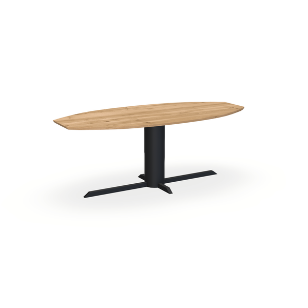 Eettafel Eiken Maurra - Ovaal Half - Ilona Onderstel Mat Zwart - {{ product.type }} - Kas20