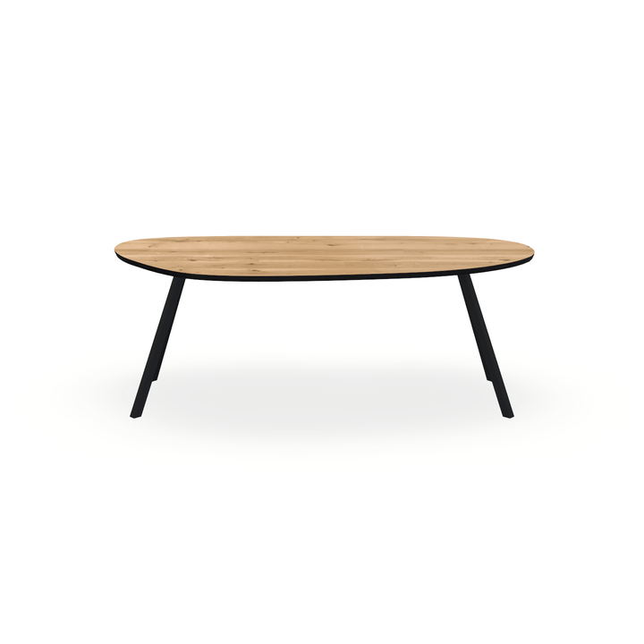 Eettafel Eiken Maurra - Organisch B - I Schuin Onderstel Mat Zwart - {{ product.type }} - Kas20