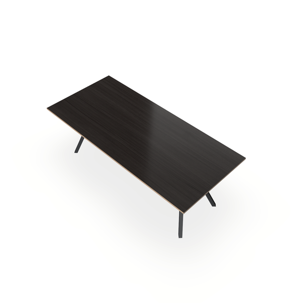 Eettafel Eiken Fineer Black Smoke In - Recht - I Schuin Onderstel Mat Zwart - {{ product.type }} - Kas20