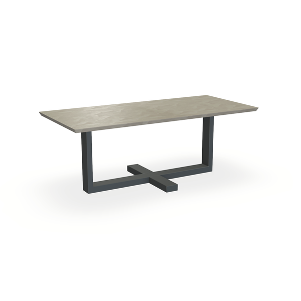 Eettafel Beton Leather Taupe - Recht - Halve Plus Onderstel Mat Antraciet - {{ product.type }} - Kas20