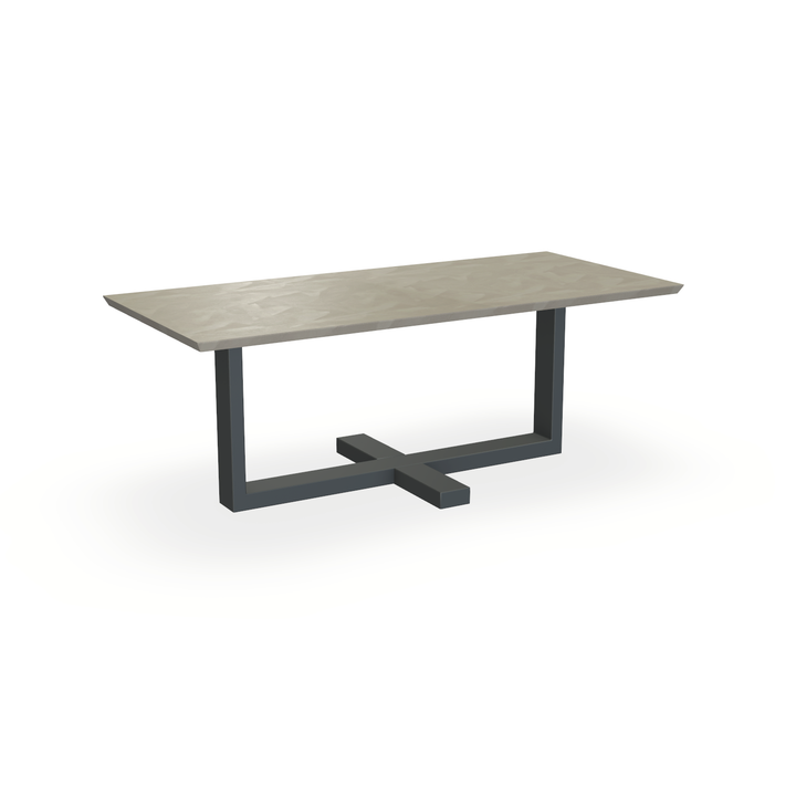 Eettafel Beton Leather Taupe - Recht - Halve Plus Onderstel Mat Antraciet - {{ product.type }} - Kas20