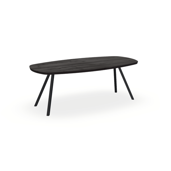 Eettafel Eiken Black Smoke In - Ovaal Deens - I Schuin Onderstel Mat Zwart - {{ product.type }} - Kas20
