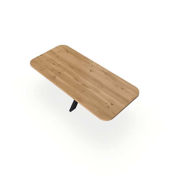 Eettafel Eiken Maurra - Recht Radius - Matrix Dun Onderstel Mat Zwart - {{ product.type }} - Kas20