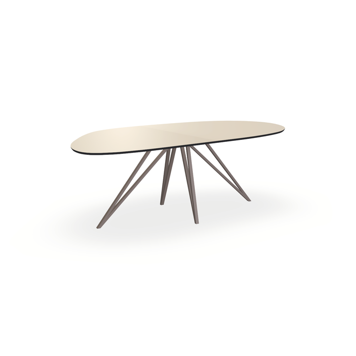 Eettafel Melamine Dune Beige - Organisch A - Spin Onderstel Mat Lichtbruin - {{ product.type }} - Kas20