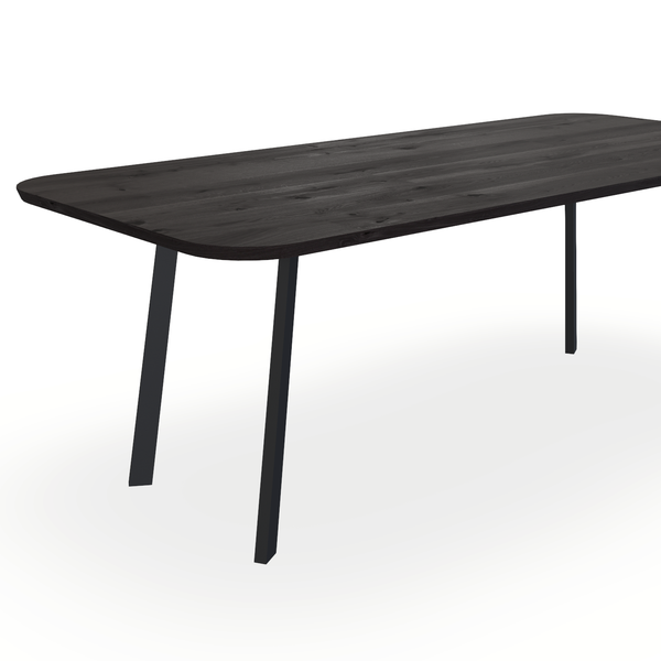 Eettafel Eiken Black Smoke In - Recht Radius - I Poot Onderstel Mat Zwart - {{ product.type }} - Kas20