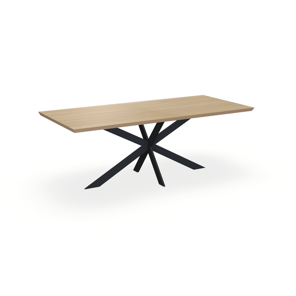 Eettafel Eiken Fineer Naturel - Recht - Matrix Ultra Onderstel Mat Zwart - {{ product.type }} - Kas20